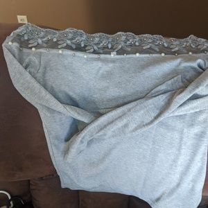 Blouse gray lace top